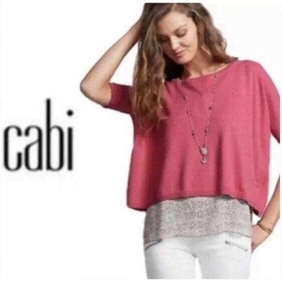 Cabi Cartwheel Pullover Boxy Pink Lagenlook‎ Sweater Large - Picture 1 of 6